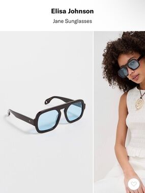Elisa Johnson Jane Sunglasses - Black Frame with Light Blue Lenses